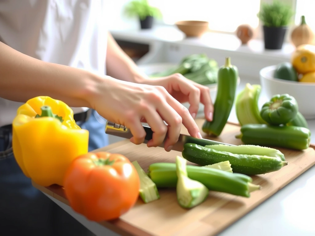 Klientin bereitet gesunde Mahlzeit vor